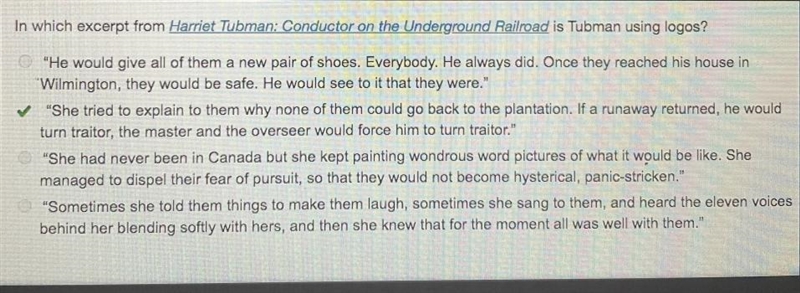 In which excerpt from Harriet Tubman: Conductor on the Underground Railroad is Tubman-example-1