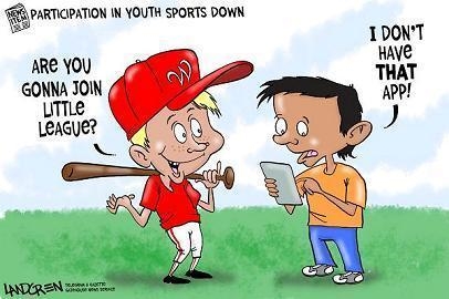 Study the editorial cartoon Participation in Youth Sports Down by Dan Landgren Jr-example-1