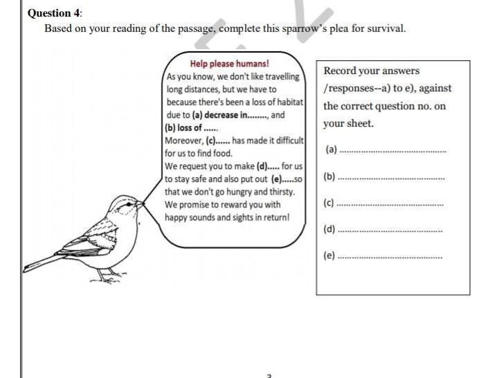 Based on your reading of passage complete the sparrow plea for survival-example-1