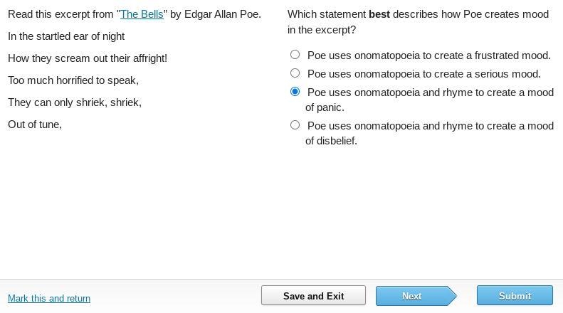 Read this excerpt from "The Bells” by Edgar Allan Poe. In the startled ear of-example-1