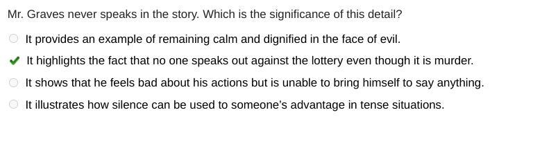 Mr Graves never speaks in the story Which is the significance of this detail? It provides-example-1