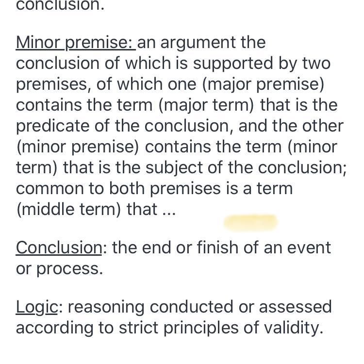 War is terrorism. What is the Major premise, minor premise, conclusion, and logic-example-1