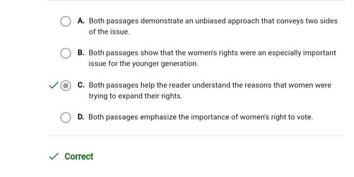 Select the statement that best describes how the passages convey similar information-example-1