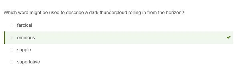 Which word might be used to describe a dark thundercloud rolling in from the horizon-example-4