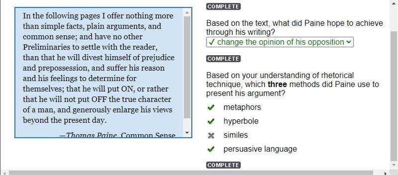 Based on the text, what was Paine’s purpose?-example-2