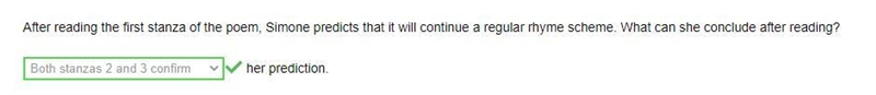 3 Select the correct answer from each drop-down menu. After reading the first stanza-example-1