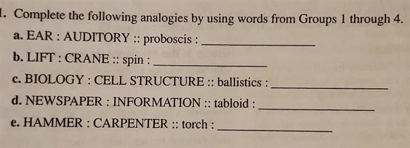 Can someone please answer these five questions and explain what an analogy is?​-example-1