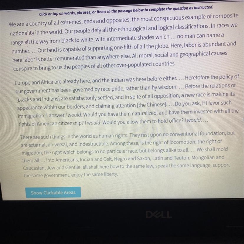 PLEASE HELP ME!!! In the speech, Douglass presented his vision for America. Select-example-1