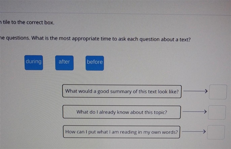 Look at the questions. What is the most appropriate time to ask each question about-example-1