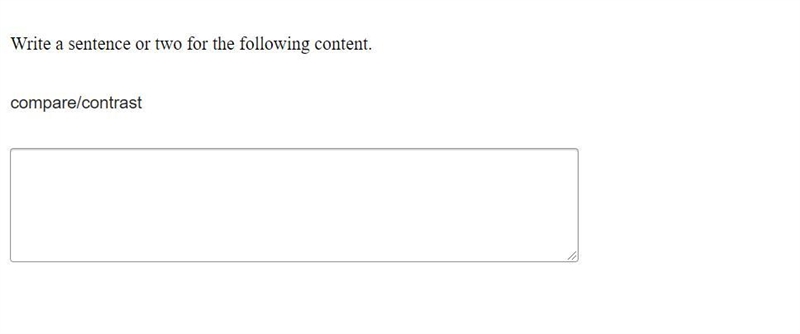 Write a sentence or two for the following content. compare/contrast-example-1