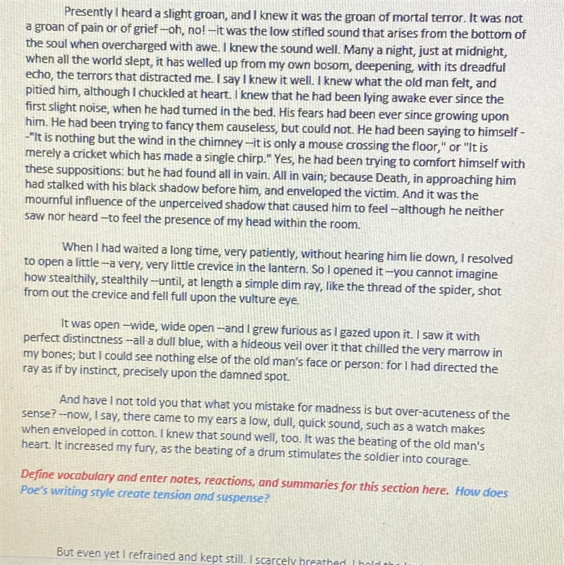 Help please due todayyy I have other questions too ! • how does Poe’s writing style-example-1