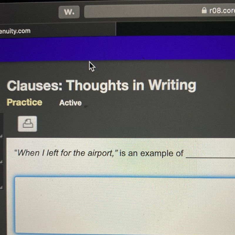 PLEASE HELP "When I left for the airport," is an example of _______.-example-1