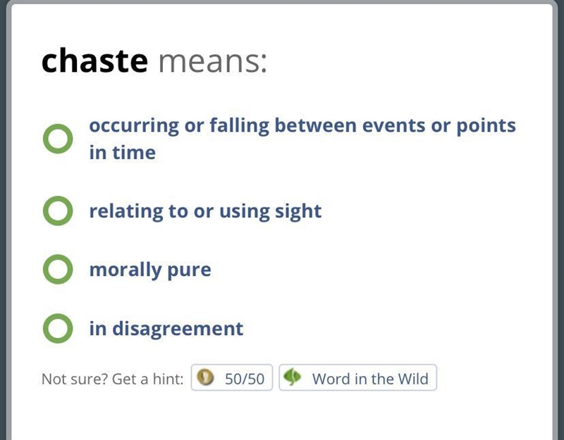 What does chaste mean ?-example-1