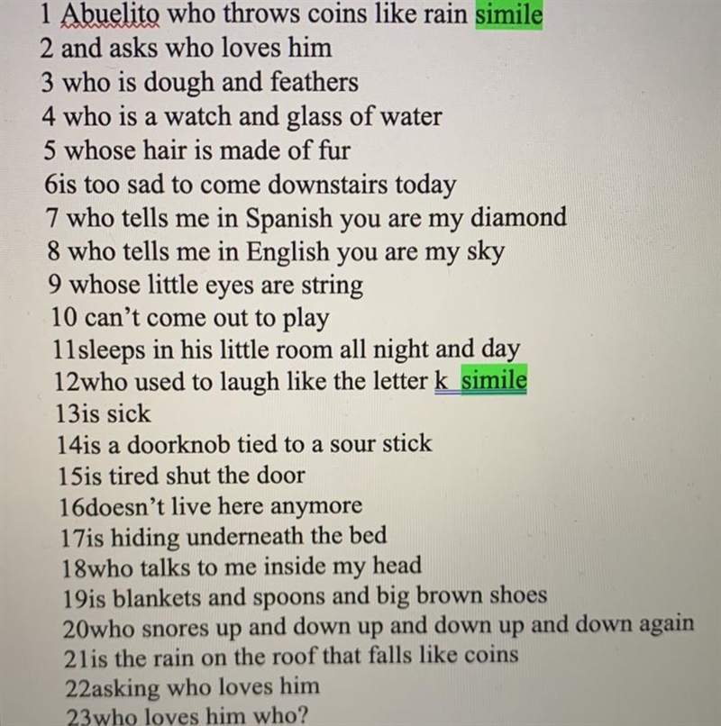 How does “is the rain on the room that falls like coins” contribute to the poems meaning-example-1