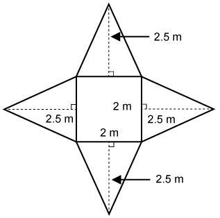 A monument in a park is shaped like a square pyramid. The dimensions are shown in-example-1