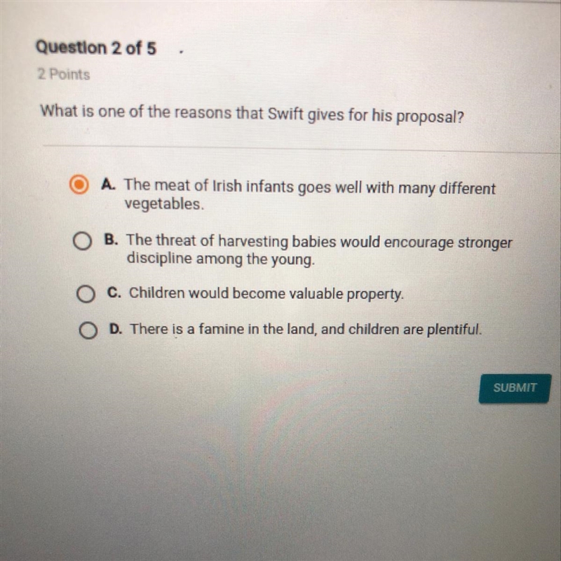 What is one of the reasons that swift gives for his proposal Help ASAP-example-1