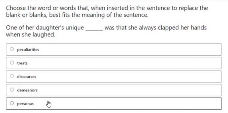 Which option is correct? Peculiarities or treats?-example-1