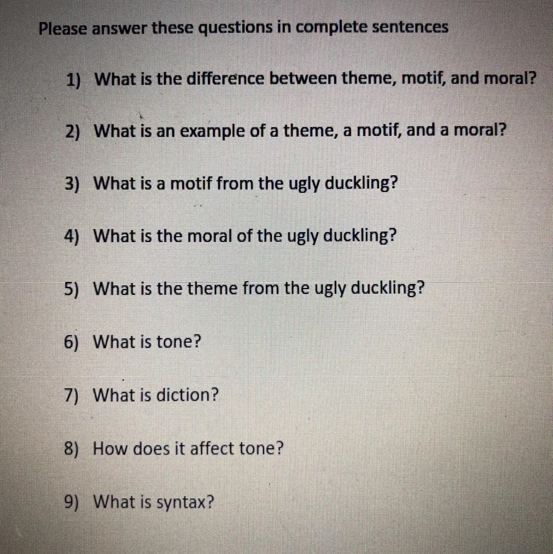 60 points total. Answer all 9 questions. Easy quick 9th grade English assignment. Pls-example-1