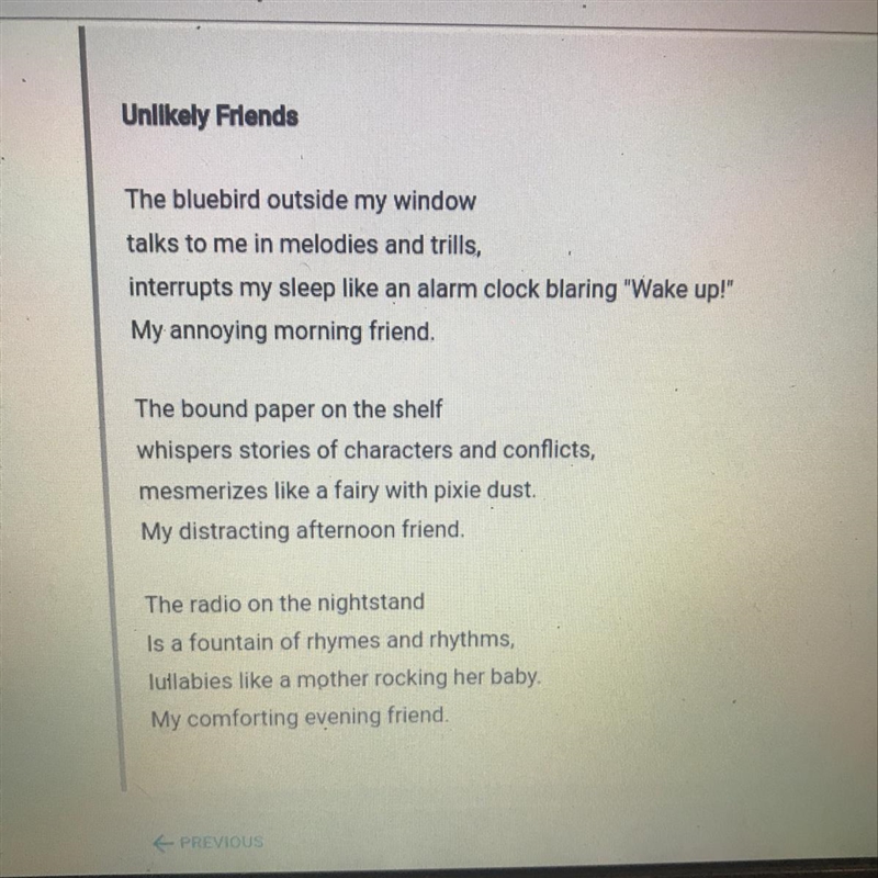 Which answer option best explains the meaning of a simile in this poem? A. "On-example-1