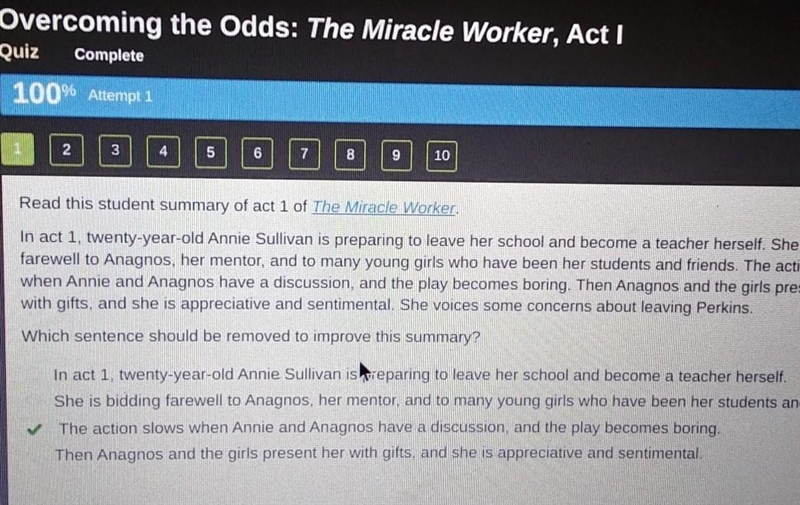 Read this student summary of act 1 of The Miracle Worker In act 1, twenty-year-old-example-1