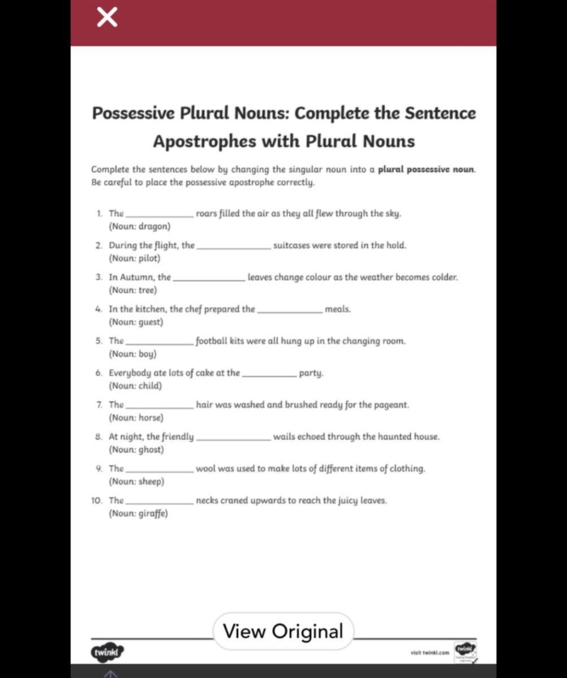 Possessive plural nouns (year 6)-example-1