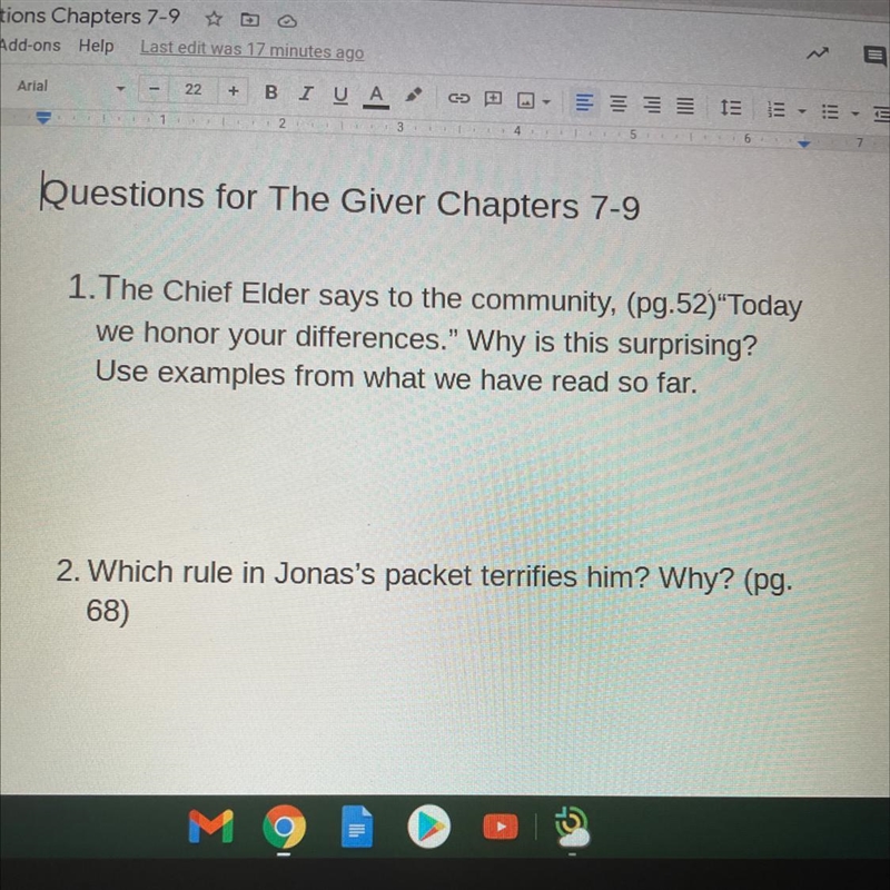 Questions for the giver chapters 7-9 I NEED HELP ASAP-example-1