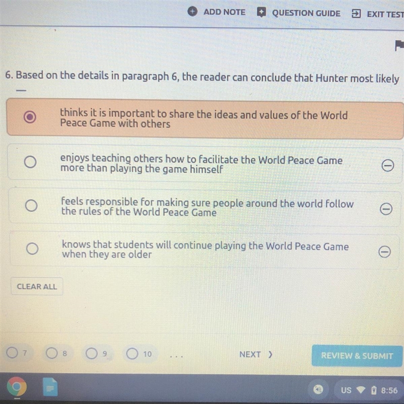 6. Based on the details in paragraph 6, the reader can conclude that Hunter most likely-example-1