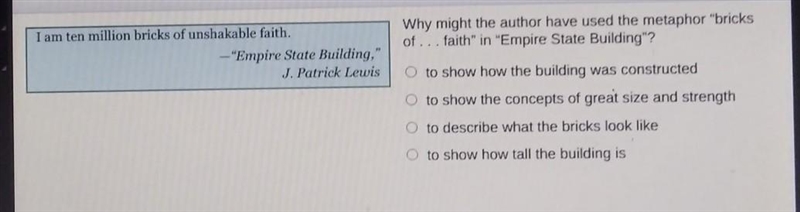 Why might the author have used the metaphor "bricks of ... faith" in &quot-example-1