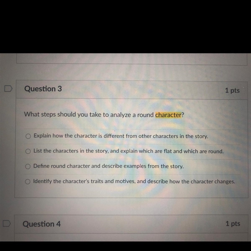 What steps should you take to analyzing a round character? HELP PLEASE GUYS!-example-1