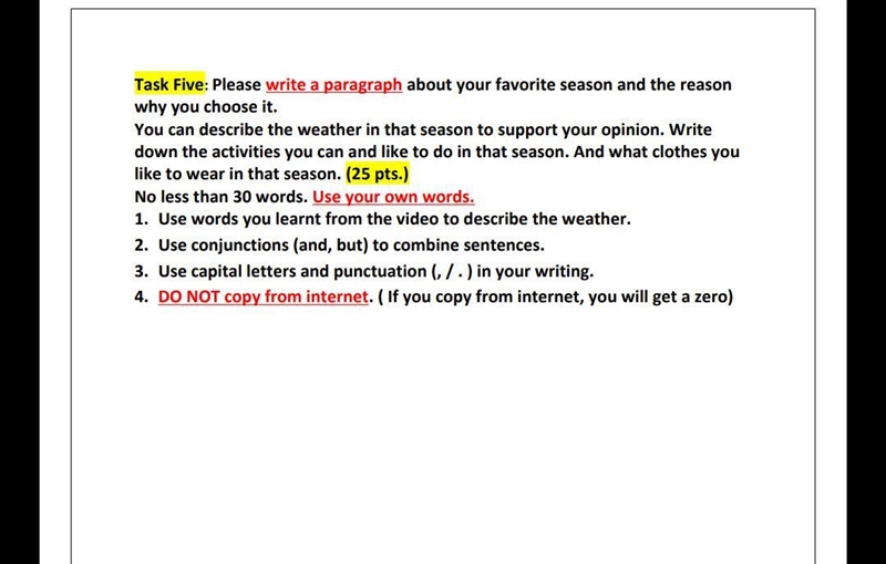 Write a paragraph about your favorite seasons and the season why you choose it-example-1