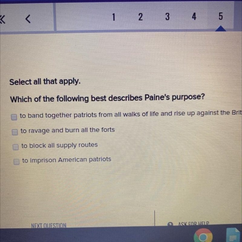 Select all that apply. Which of the following best describes Paine's purpose? to band-example-1