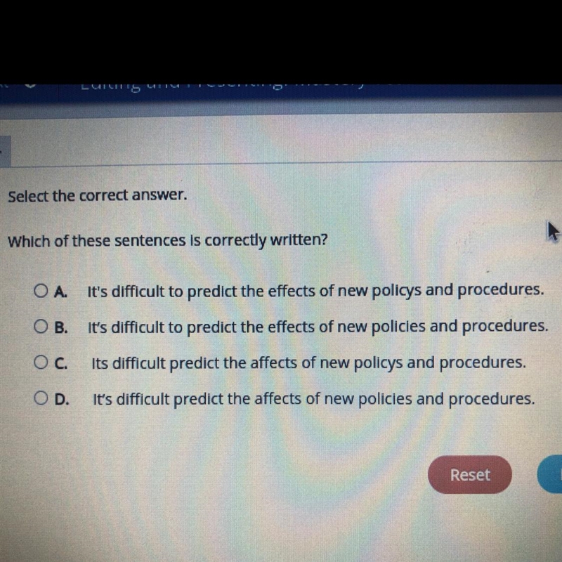 Which of these sentences is correctly written￼￼?-example-1