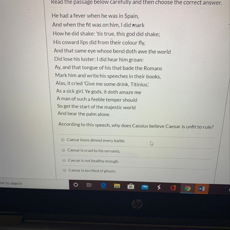 According to this speech why does cassius believe caesar is unfit to rule-example-1