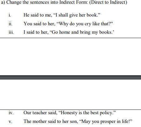 Convert following direct sentences into indirect?-example-1