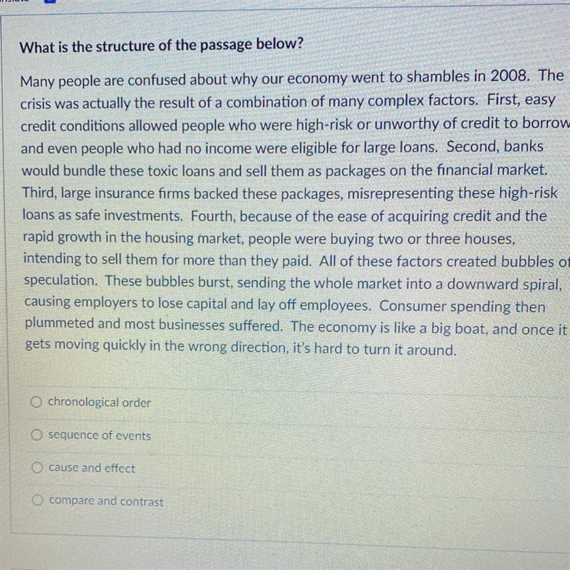 What is the structure of the passage below? Many people are confused about why our-example-1