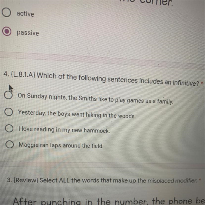 Which of the following sentences includes an infinitive?-example-1