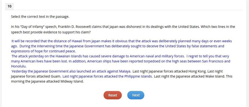 In his “Day of Infamy” speech, Franklin D. Roosevelt claims that Japan was dishonest-example-1