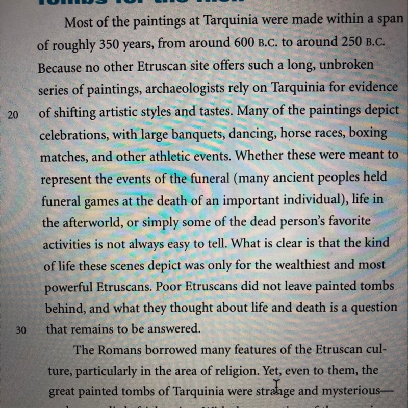 Re-read lines 20–26. What two theories do researchers have about the purpose of the-example-1