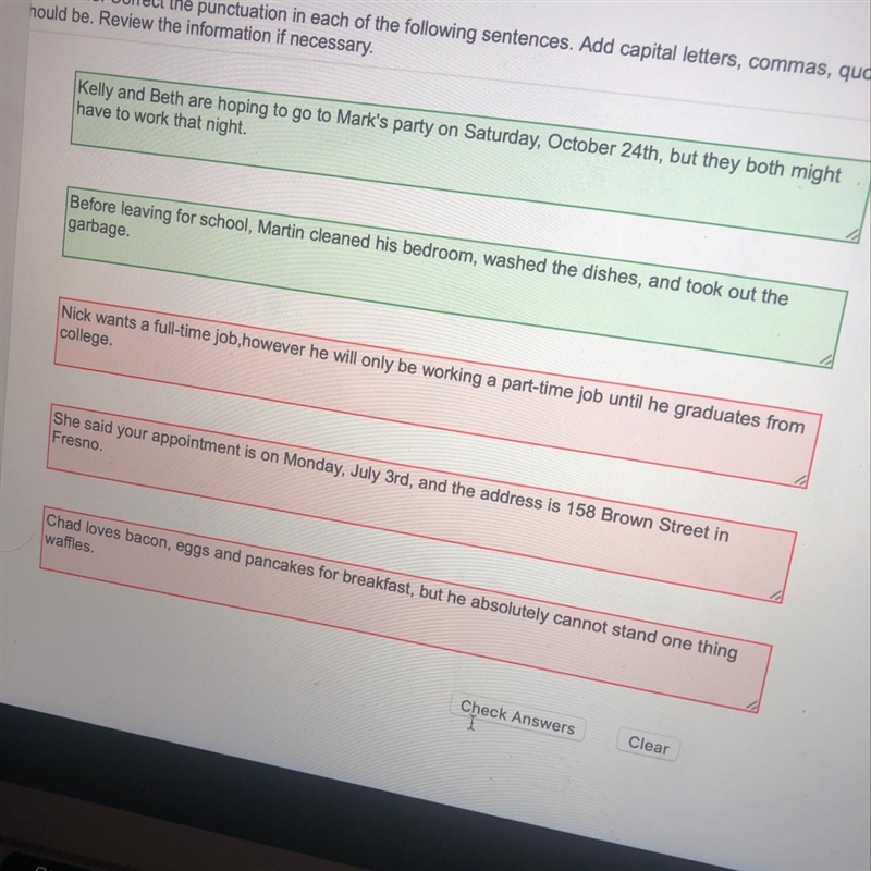 I need help! With correcting the punctuation. Adding capital letters, commas, quotation-example-1