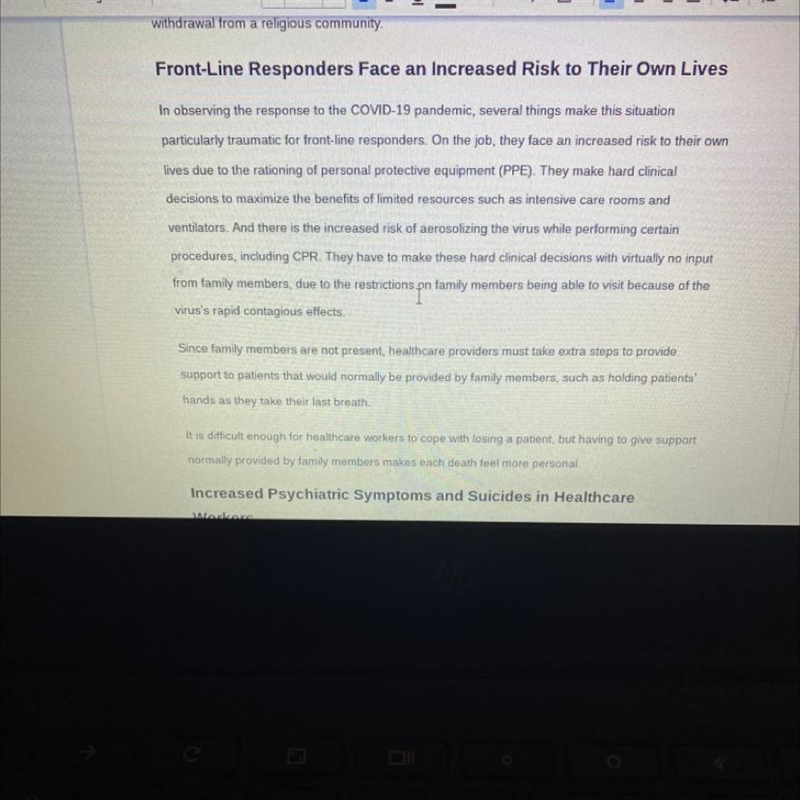 What is the main idea of the section titled, "Front-Line Responders Face an Increased-example-1