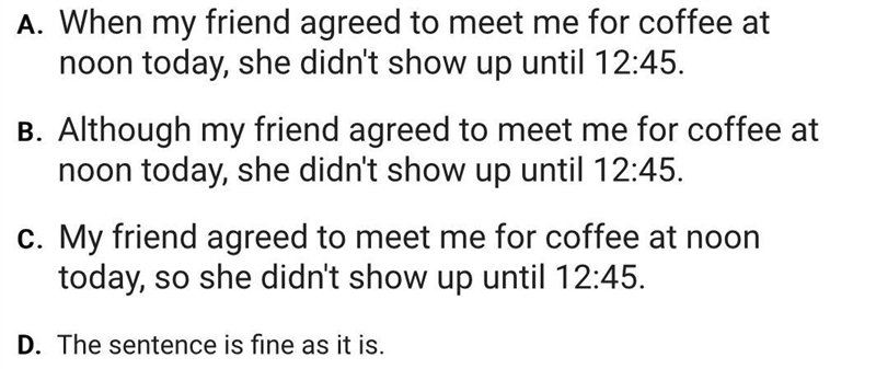 Please help!!! Read the following and determine if adding a coordinate or subordinate-example-1