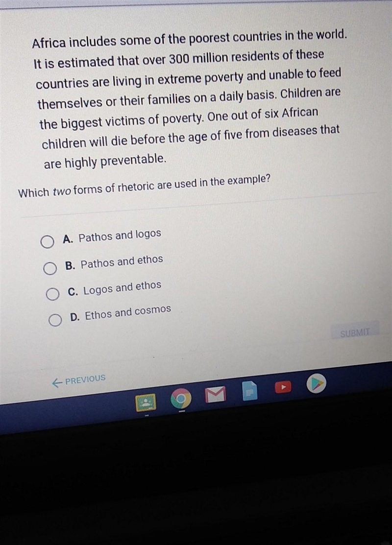 Which two forms of rhetoric are used in the example?​-example-1