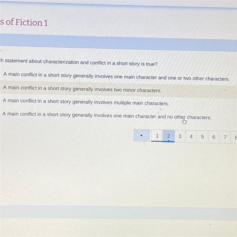 Which statement about characterization and conflict in a short story is true?-example-1