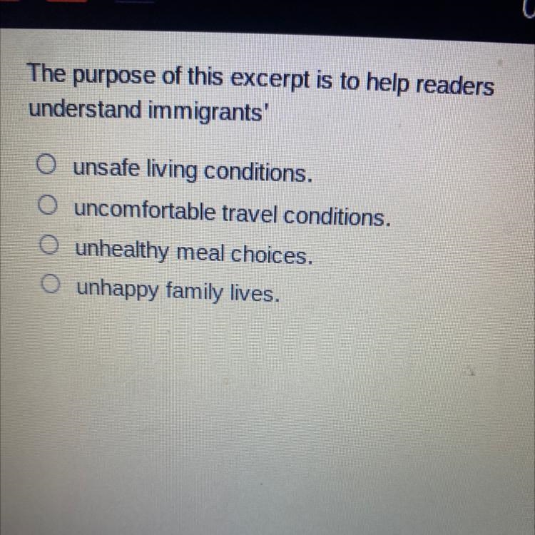 The purpose of this excerpt is to help readers￼￼￼ Understand Immigrants-example-1