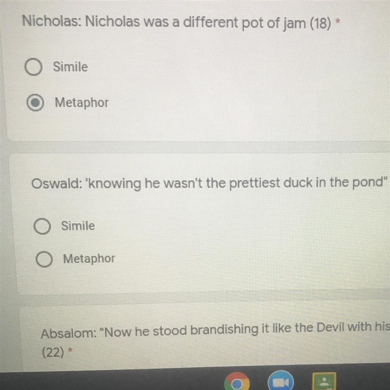 Oswald: 'knowing he wasn't the prettiest duck in the pond" (18) * Simile Metaphor-example-1