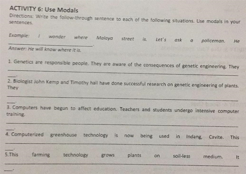 Badly need help please answer this write the follow through sentence to each of the-example-1