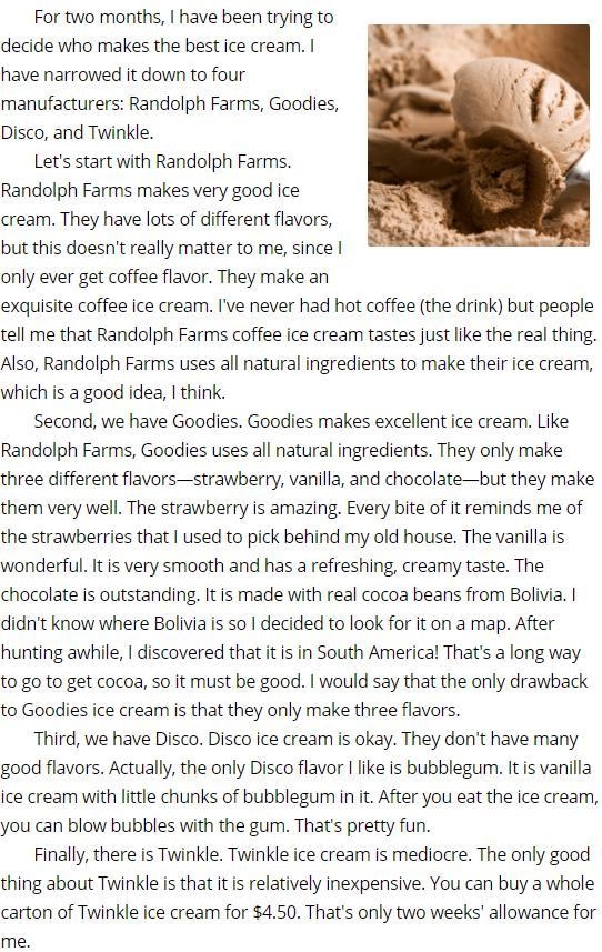 How is Randolph Farms ice cream different than Goodies? I. Randolph Farms has many-example-1