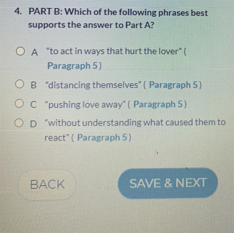 PART B: Which of the following phrases best supports the answers to PART A?-example-1