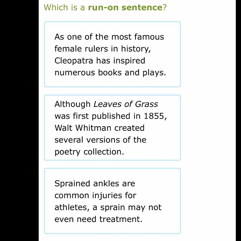 IXL run on sentences question, please don’t get it wrong I love more than 1 person-example-1