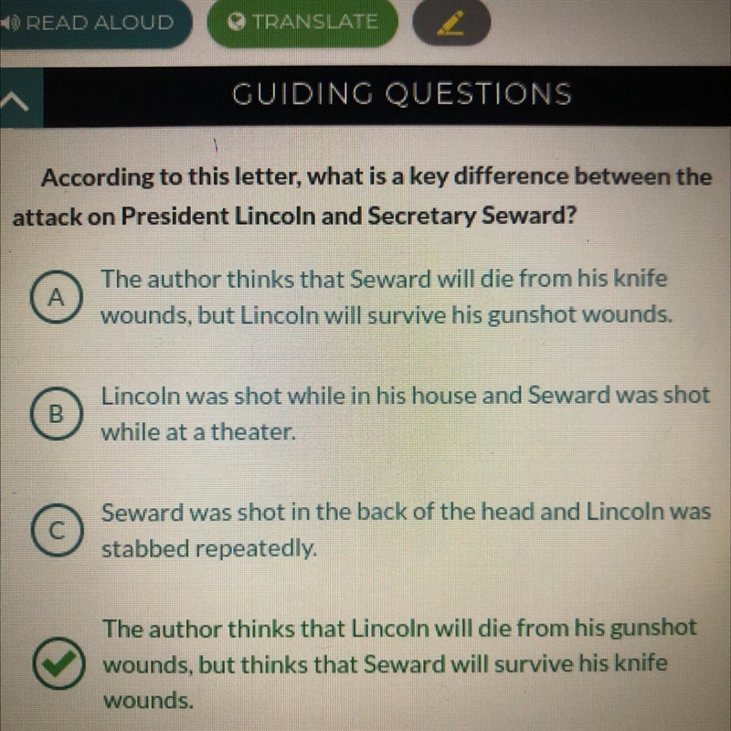 According to this letter, what is a key difference between the attack on the president-example-1